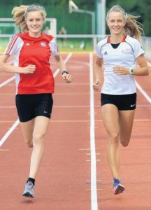 Medaillenhoffnungen auf der Mittelstrecke: Tatjana Schulte (l.) und Mareen Kalis wollen bei der DM zuschlagen. FOTO: MARC KÖPPELMANN