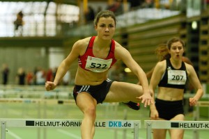 Karen Schiwon wurde ihrer Favoritenrolle gerecht und gewann die 60 Meter Hürden deutlich mit 9,00 Sekunden.